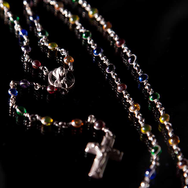 melt glass rosario necklace